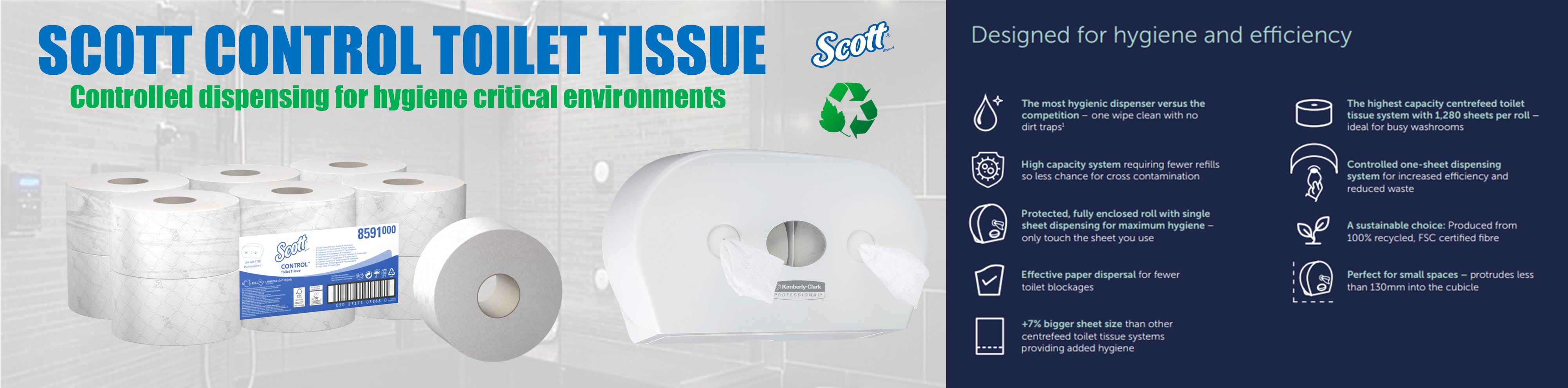 Scott Control 2 Ply Centrefeed Toilet Rolls