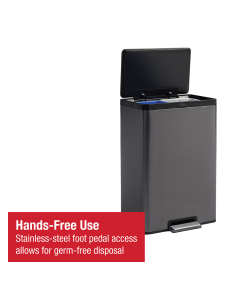 Elite - Dual Stream Charcoal S-Steel Pedal Bin c/w Liner - 38lt