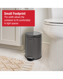 Round Charcoal Stainless-Steel Pedal Bin c/w Liner - 6lt